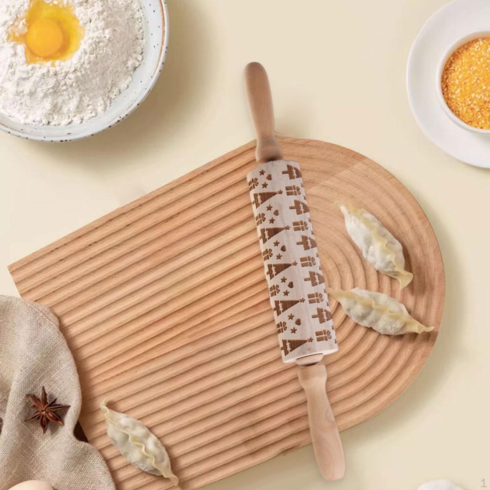 Рождественская рельефная деревянная скалка с гравировкой для тиснения для выпечки, мастики Style D