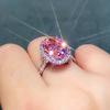 S925 Sterling Silver Pink Cubic Zirconia Oval Shaped Ring for Women Luxury Accessories Wedding Jewelry