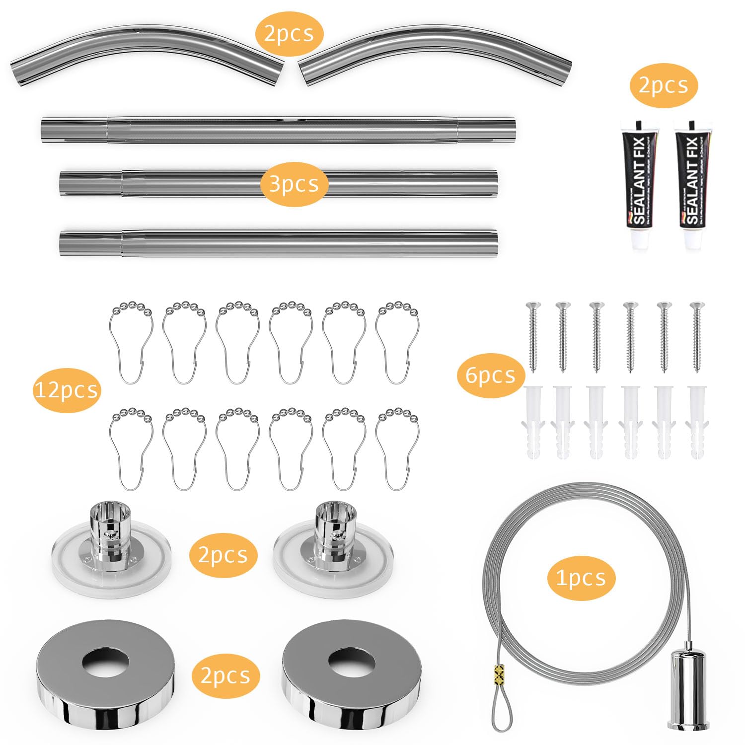 

SIKAIQI Изогнутая штанга для штор из нержавеющей стали для угловой душевой кабины, боковая центральная штанга ромбовидной формы, не ржавеет (Черный D-образный, Длина 43-65см,