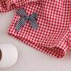 Baby Girl Set Summer Plaid Bow Top And Shorts Baby Girl Clothes Cute Beach Baby Outfit Set