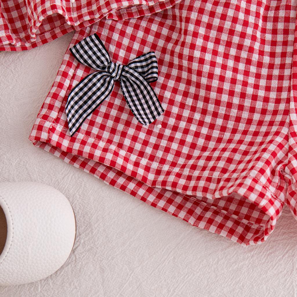 Baby Girl Set Summer Plaid Bow Top And Shorts Baby Girl Clothes Cute Beach Baby Outfit Set