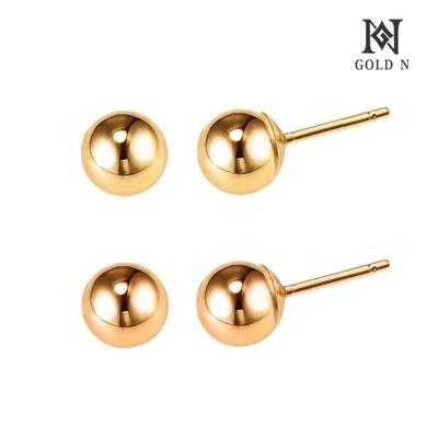 Gold N 14K Simple Gold Ball 4mm Earrings