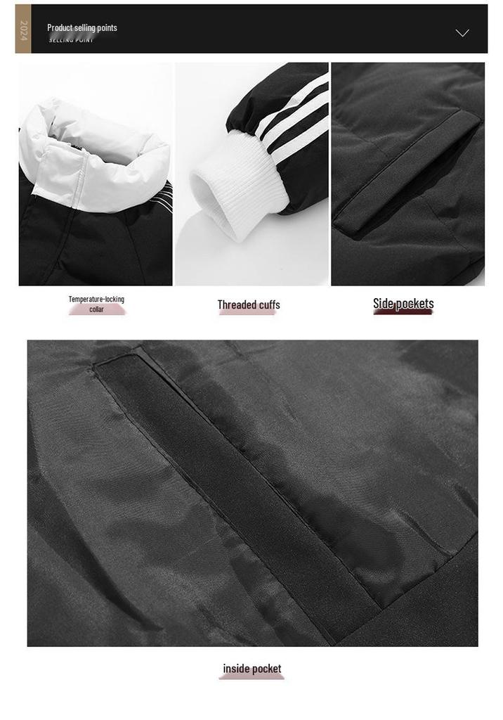 Winter Stand Collar Cotton Padded Jacket - Couple's Warm, Trendy, Versatile Bread Jacket