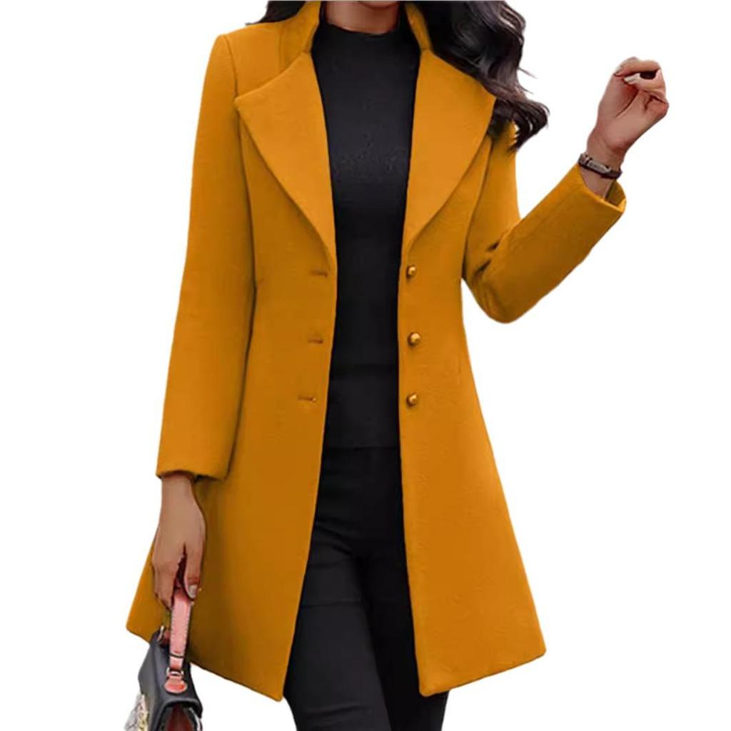Women's Mid-Length Korean Style Slim Fit Woolen Winter Coat