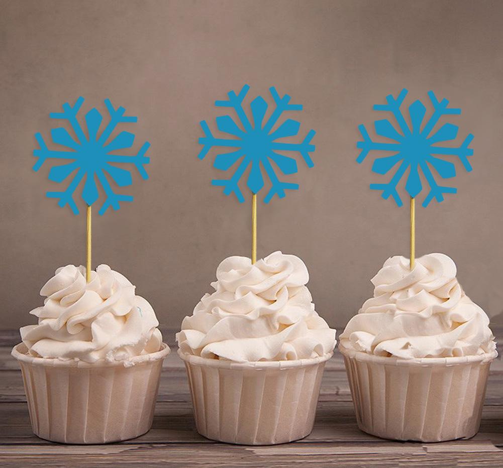 Liebling Souvenir| Weihnachtsfeier Schneeflocke Winter Cupcake Topper | Dessert-Dekorationen für Hochzeiten – Packung mit