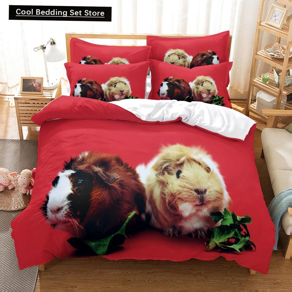 Hamster Duvet Cover King Queen Size Family Pet Guinea Pig Bedding Set for Kids Boys Girls Lovely Mini Animal 2/3pcs Quilt Cover