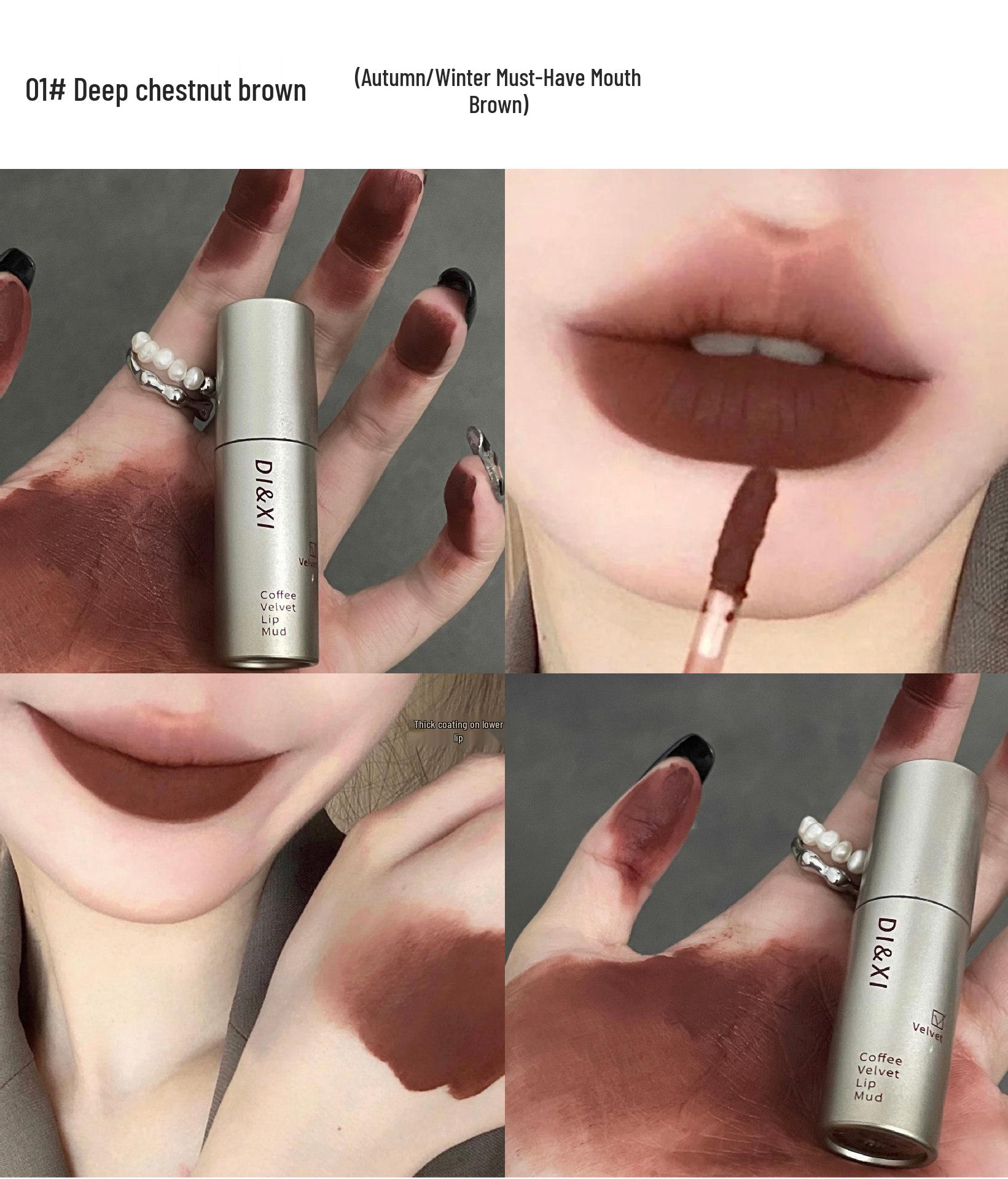 

DI&XI Velvet Matte Long-Lasting Lip Gloss - Little Silver Tube, Non-Fading, Youthful No-Makeup Look