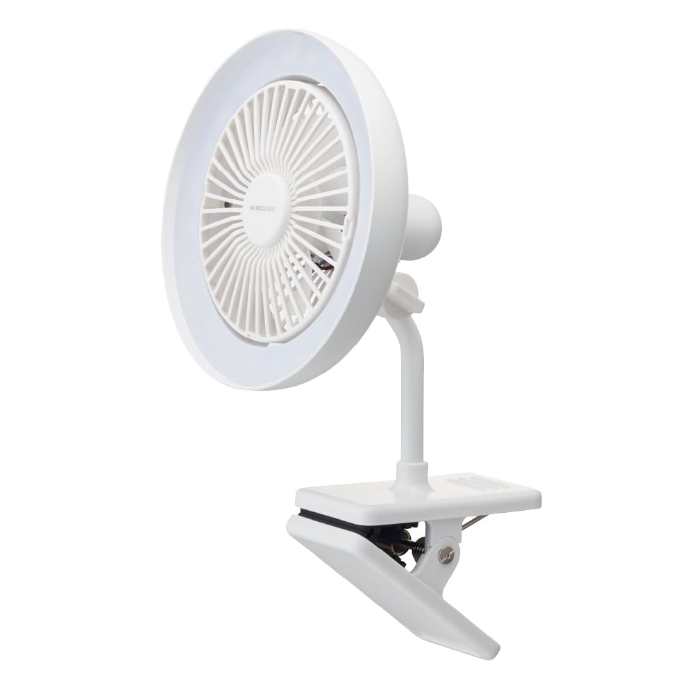 Doshisha Circulate Clip Fan, Clip Light, 3 Dimming Levels, 3 Color Temperature Settings, 3 Airflow Settings, Tabletop Fan