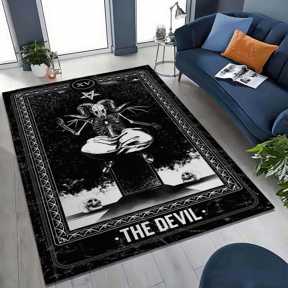 Dark Baphomet Pentagram Art Indoor Rug Soundproof Shockabsorbing Carpet For Office Study Home Decor Memorial Gift