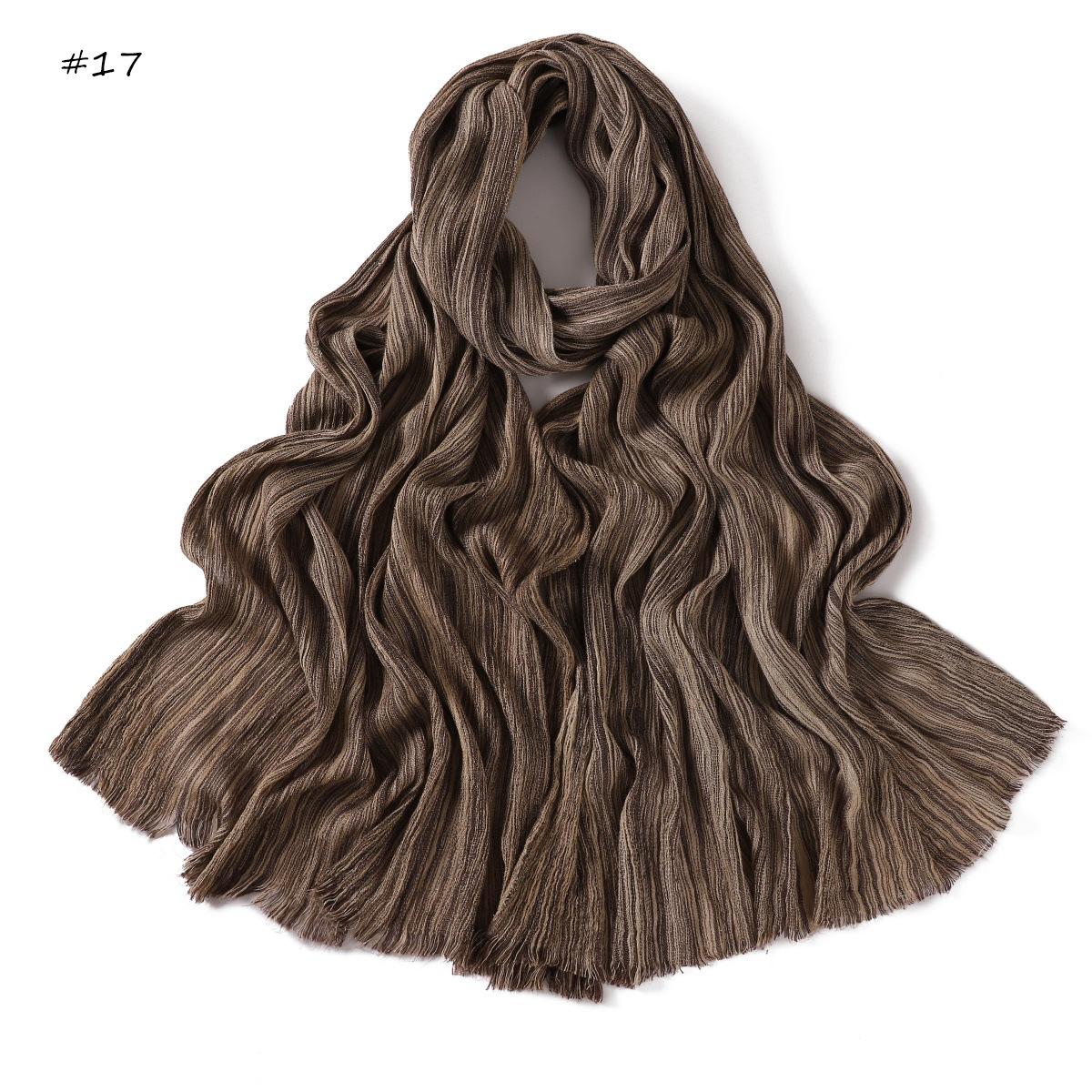 

New High Quality Rayon Retro Wrinkle Muslim Women Hijab Stripe Scarf Ramadan Shawl Headband Soft Turban Hijabs Wraps 185x65cm