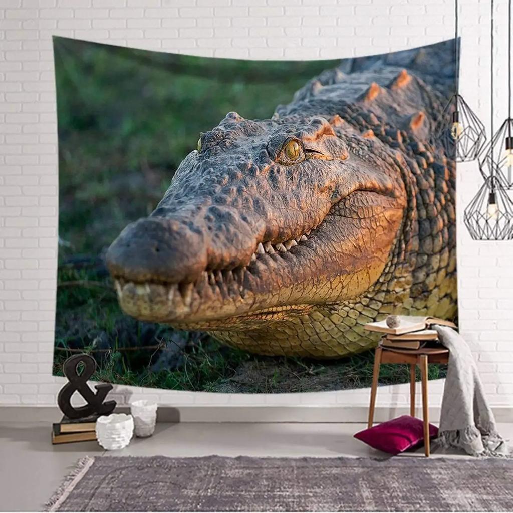 Crocodile Tapestry Alligator Tapestries Wildlife Animal Wall Hanging for Children Boys Teens Crocodiles Wall Art Decorative Room