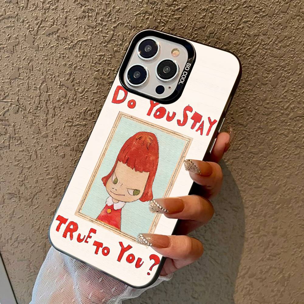 Contemporary Art Yoshitomo Nara Phone Case Color Silver Shell For LPhone 17 16 16e 15 14 13 12 11 Pro Max Plus