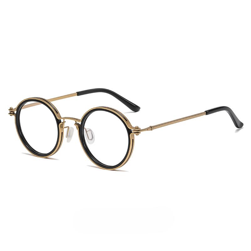 Vintage Fashion Hollow Design Titanium Round Glasses Frame Men Women Hand-Made Eyeglasses Spectacles Frames
