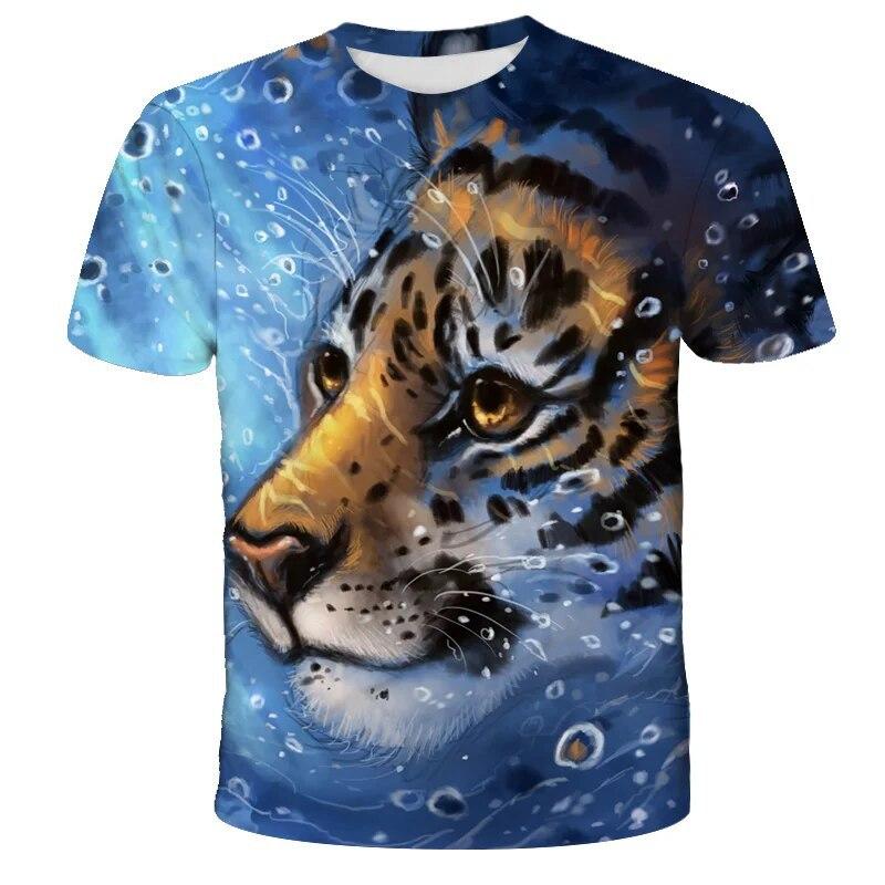 Lion Tiger Series 3D Printed Tops Casual Short Sleeve T-shirts Summer Plus Size Sportwear Men's T-shirt