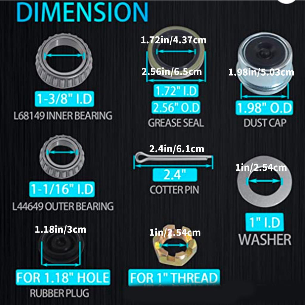 Heavy Duty Boats Trailer Axles Bearing Kit 2 Sets 20 Pieces for 3500lbs #84 Spindle L68149 L68111 L44649 L44610 171255TB