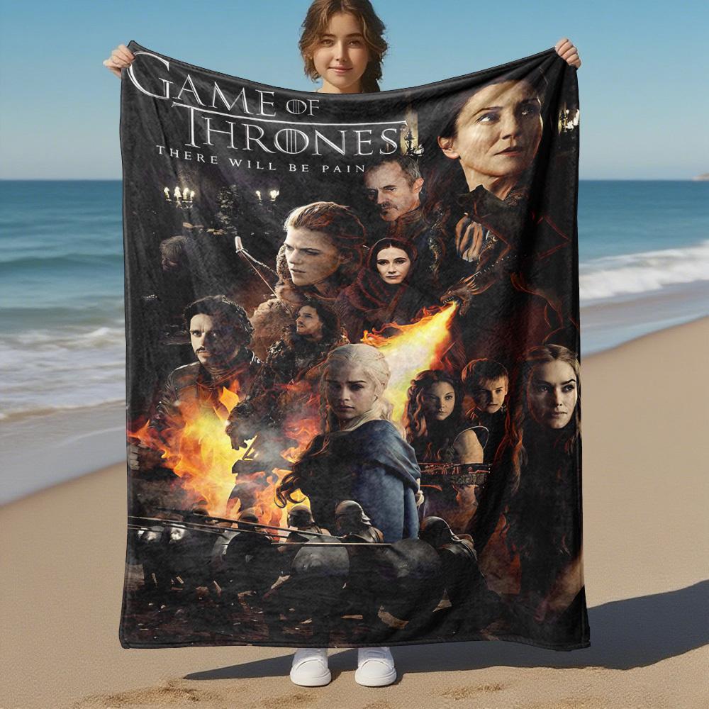 1PC Game of Thrones Outdoor Flannel Blanket Soft Plush Decor for Picnics, camping,Bedroom, Playroom, Office1232A