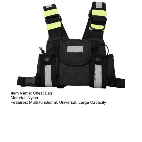 Universal Two Way Radio Chest Bag Hands-Free Walkie-Talkie Holder Adjustable Water Resistant Front Vest Bag