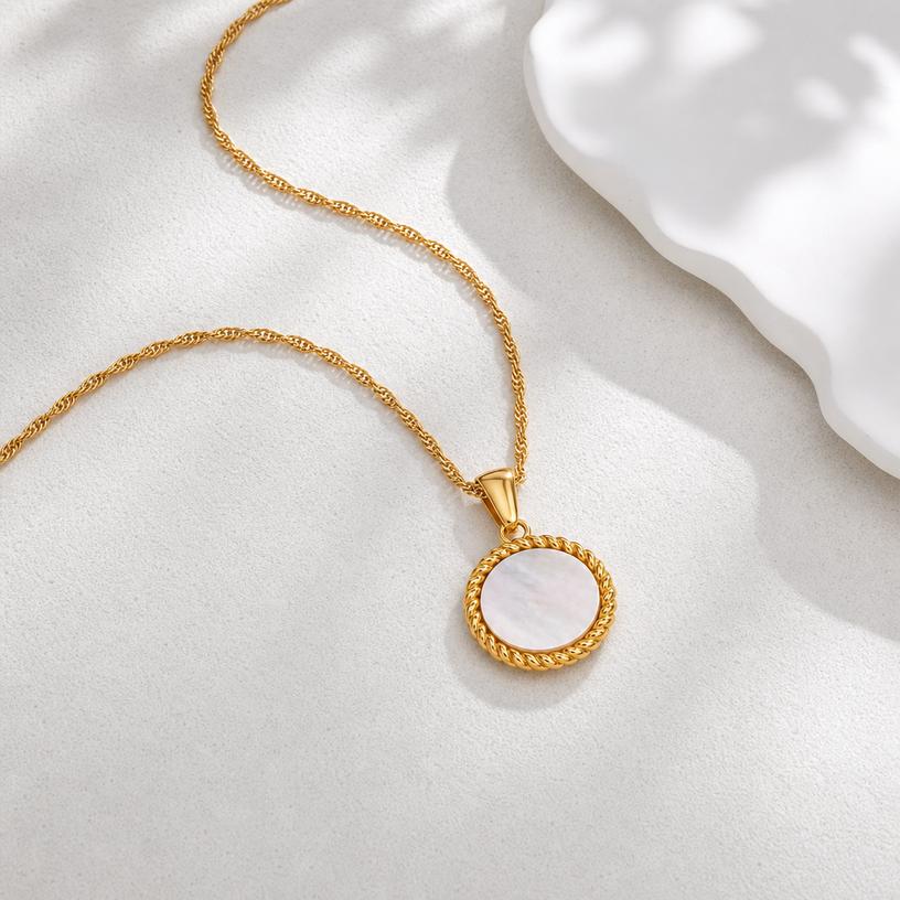 SA Jewelry Women's Fashion Necklace 18k Gold Chain Necklace New Arrival Jewelry Statement Stainless Steel Pearl Pendant Necklace