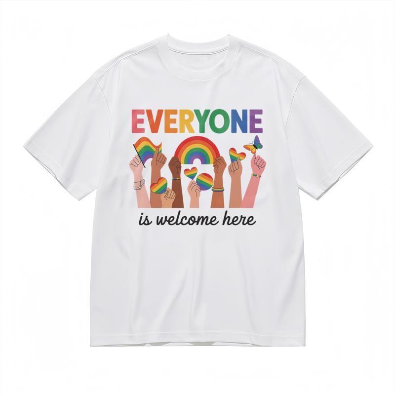 

Women s Comfy Classic T-Shirt Everyone Welcome Butterfly Art Design Tee 4XL