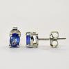 NATURAL Blue Tanzanite 6mm X 4mm Stud Earring 925 Sterling Silver CERTIFIED