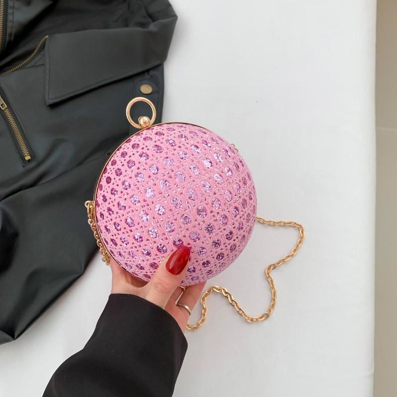 Simple New Crossbody Chain Casual Round Bag 2024 Spring Vintage Shoulder Bag Women розовый