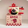 Birthday Gift Apple Cat Ceramic Cup With Lid Breakfast Household Cute Creative Drinking Cup Christmas