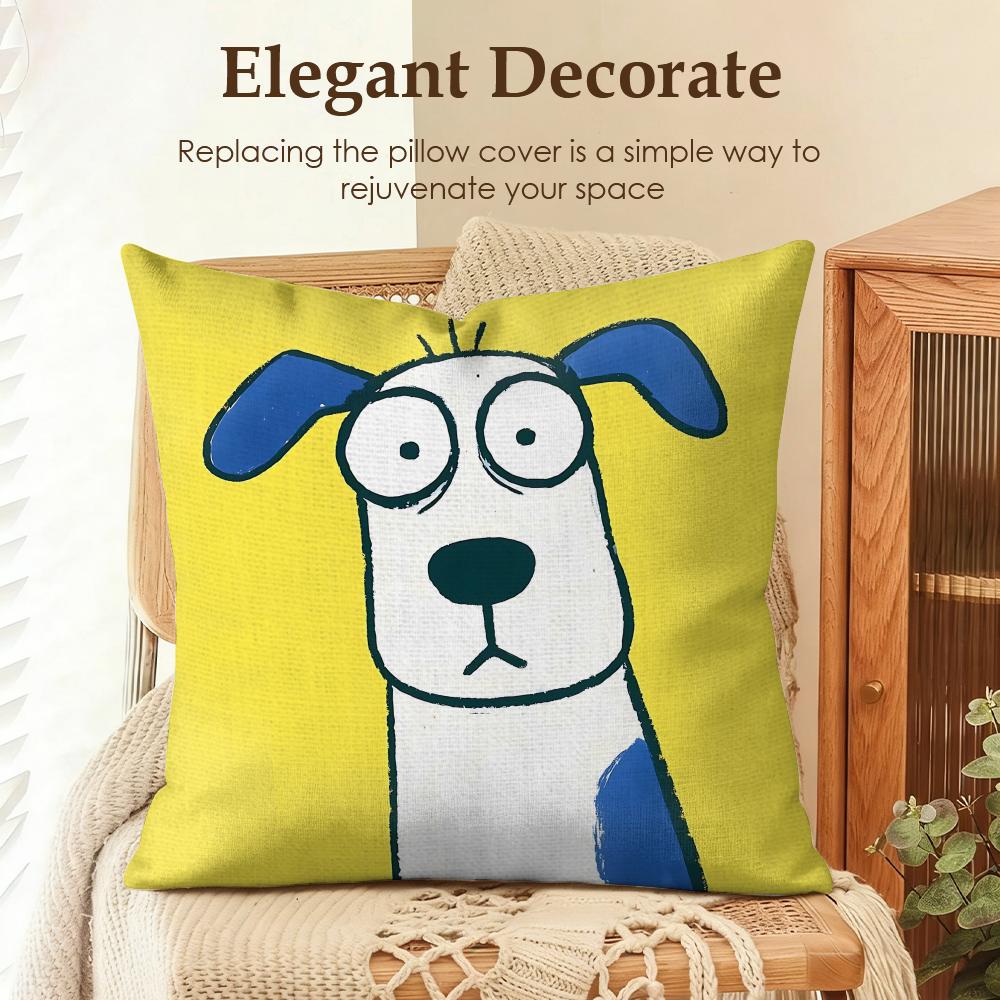 Kids Cartoon Cute Animal Cushion Cover Natural Linen Organic Fabric Double-Sided Printing Sofa Home Decor Gift Pillow Case