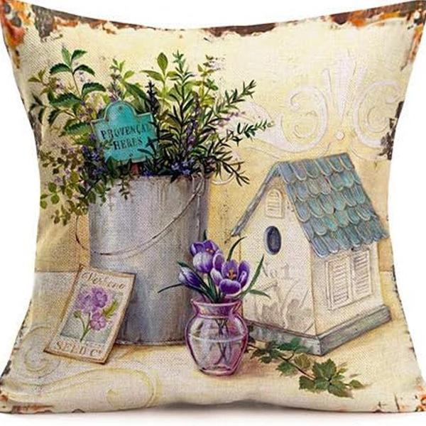 American Retro Printed Linen Pillowcase Living Room Sofa Office Pillow Car Cushion Cover