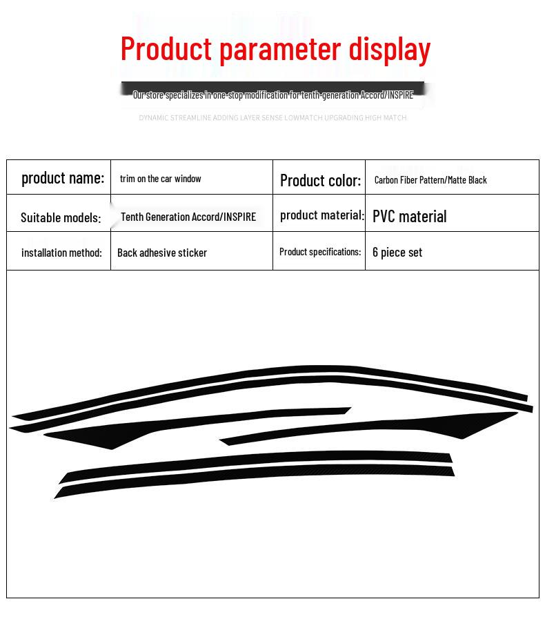 10th Gen Accord Car Window Trim: Inspire Upper Window Decoration Strip