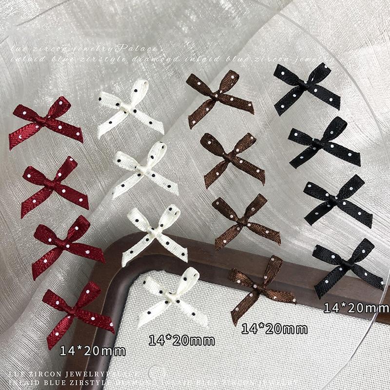 20 Stück Wellenpunkt Stoff Schleife Schleifen Krawatte Anhänger Nagelkunst Schmuck Nagelverzierung Diy Feenhaftigkeit Nagel Teile Zubehör Falsche Nägel Dekor