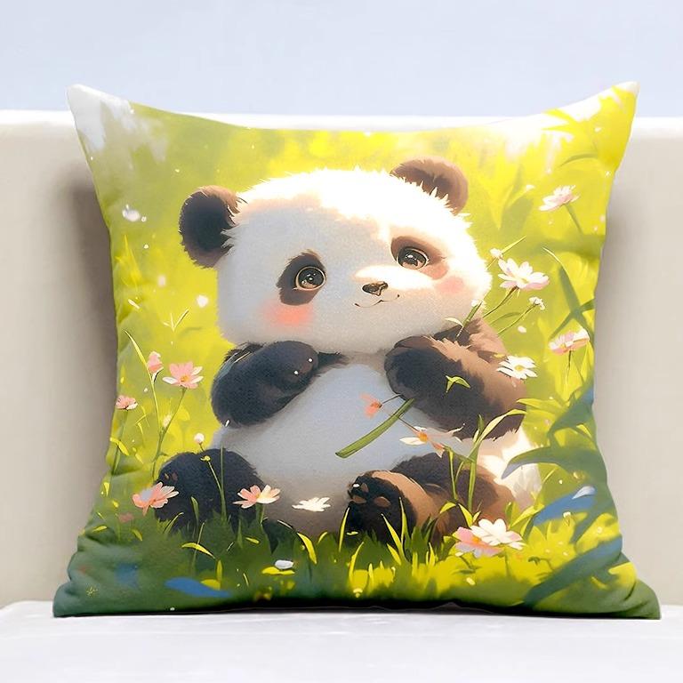 Cute Panda Pillowcase Dormitory Decoration Office Living Room Sofa Home Pillowcase