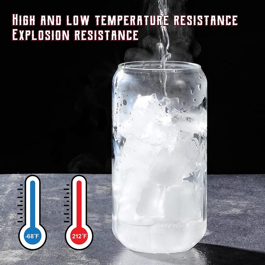 Trinkgläser mit Glasstrohhalm 4er-Set Dosenförmige Biergläser Tasse Eiskaffee-Gläser für Whiskey Soda Tee Cocktail Trinkgeschirr