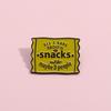 Yellow Cartoon Creative Snack Package Design Metal Pin Eyecatching Letter Badge