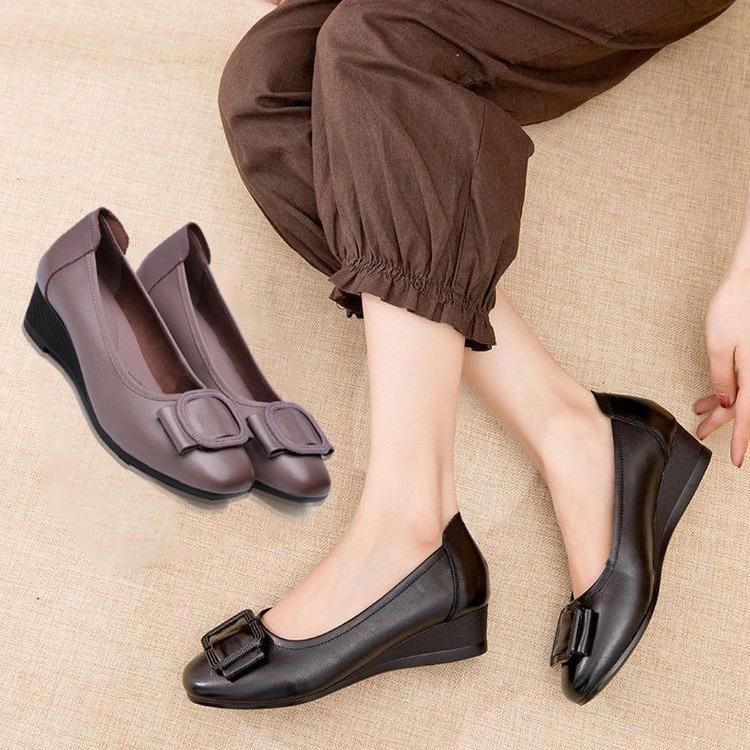 Flat-soled Single Shoes Women's Soft-soled Young Mother Shoes 2025 Autumn Fashion Doudou Shoes Super Soft Not Tired Feet Leather Shoes Women