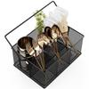 Black Basket Metal Basket With 4 Compartments, Mesh Flatware Holder Organizer Perfect For Home, Kitchen, Party, Camping