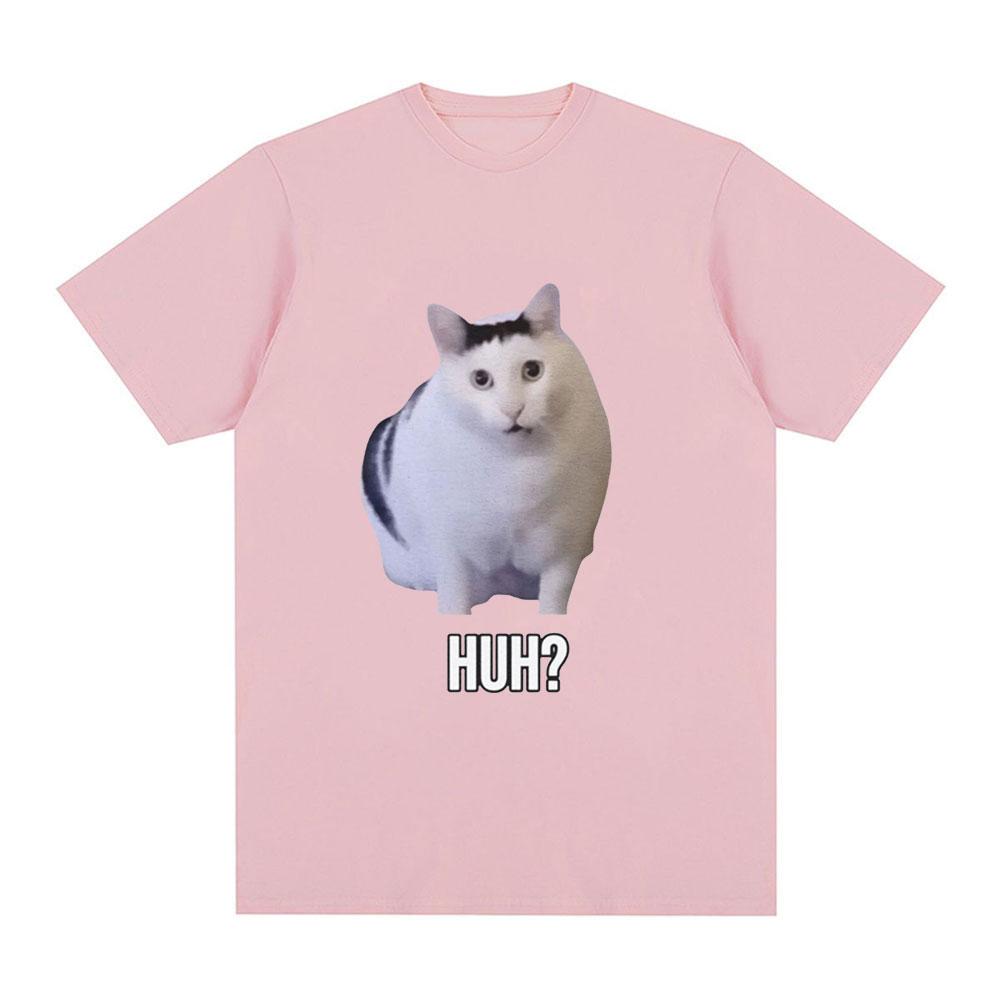 Cat Saying Huh Funny Meme TShirt Unisex Unisex 100 Cotton Breathable Short Sleeve Oversized T Shirts Fashion Harajuku Tee Shirt