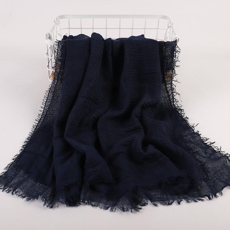 Ramadan Cotton Crinkle Headband Veil Scarves Women Solid Color  Head Wraps Long Scarves Turban Headband Muslim Fashion Headscarf