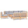Vidaxl 9-Cz. Garden Lounge Set, Grey Cushions, Pine