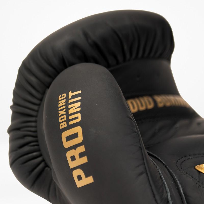 StormCloud Boxing Pro Echte Leder Boxhandschuhe Schwarz/Gold 12oz