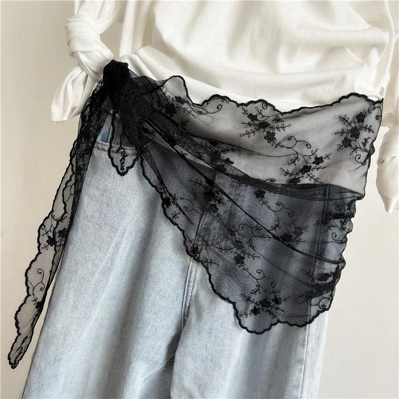 New Women's Lace Belt Triangle Scarf Hem Skirt Waist Seal Waist Versatile Silk Decorative Pants Fashion Trend