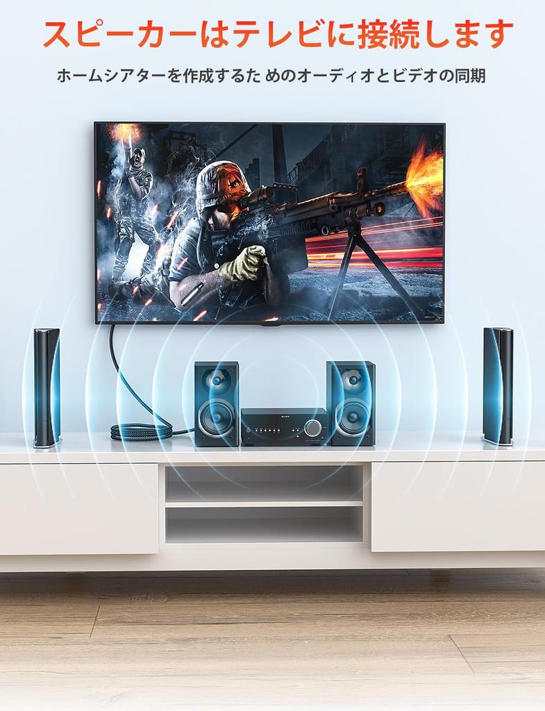 VANAUX Optical Digital Toslink Fiber Optic Digital Optical Audio Cable for Home Theater CD Game and More Black Cable, S/PDIF Use, Soundbars, TVs, PS4,