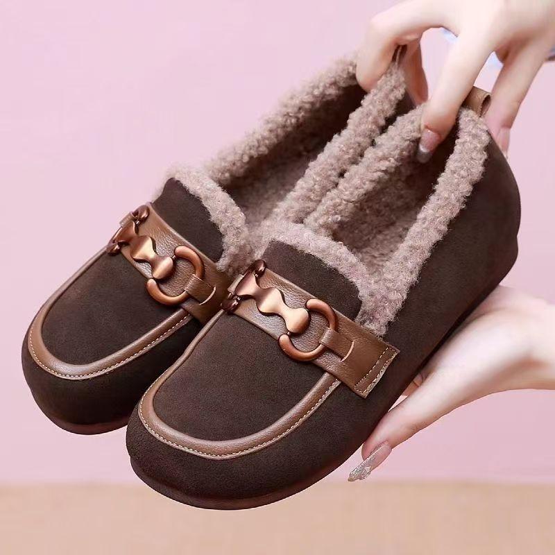 Mao Mao shoes women's winter wear 2025 new one-pedal Doudou shoes soft sole soft surface comfortable shoes velvet warm cotton shoes