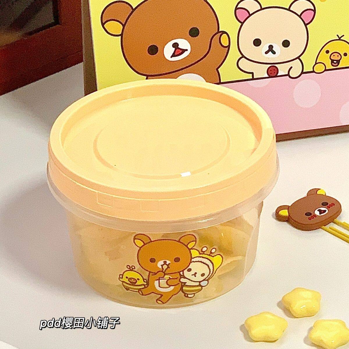 Rilakkuma Round Sealed Food Storage Containers Cute Japanese Style Portable For Home Outdoor Fruit Oatmeal Yogurt Snack Storage 400ml