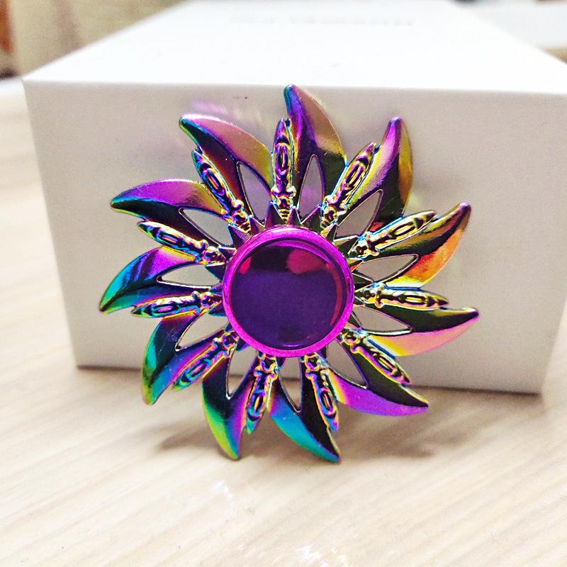 Colorful Zinc Alloy Fidget Spinner: Black Tech Stress-Relief Toy for Students and Kids.