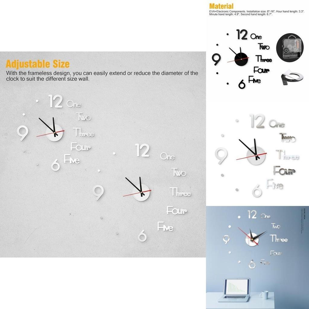 Elegant Large Wall Clock With 3d Stickers And Roman Numerals For Home Decor