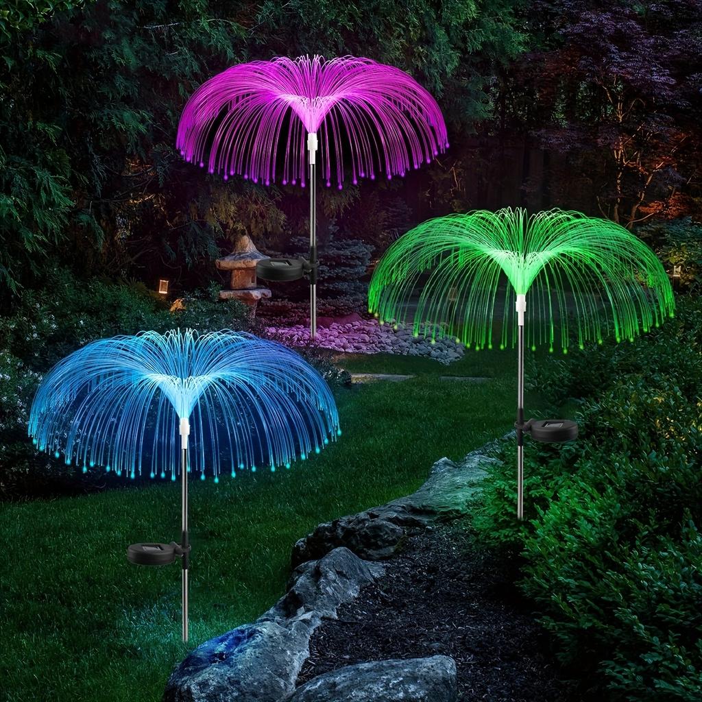 3000LM Outdoor Solar Garden Lights 7 Colors Variable Solar Stake Jellyfish Reed Lights Solar Outdoor Color Changing Lights