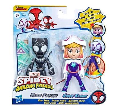Marvel Amazing Friends Actionfiguren Superheld Schurke Dein Panther Geist Spinne Spider-Man & + (Wähle Figur) (Schwarz & 2er-Pack (4 Zoll)