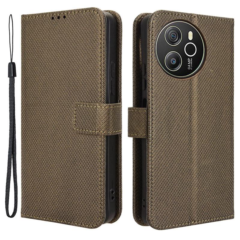 

Для Blackview Shark 8/Oscal Tiger 12 Чехол Кожаный чехол-кошелек с ромбовидной текстурой Brown