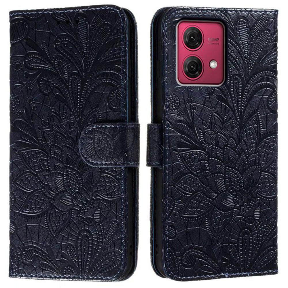 For Motorola Moto G84 5G Case Lace Flowers PU Leather Flip Wallet Phone Cover
