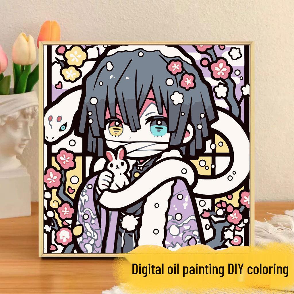 Kit Pittura ad Olio Digitale Anime Demon Slayer Fai da Te per Bambini